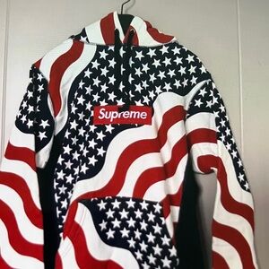 Supreme Stars and Stripes Hoodie in Red, White, and Blue
